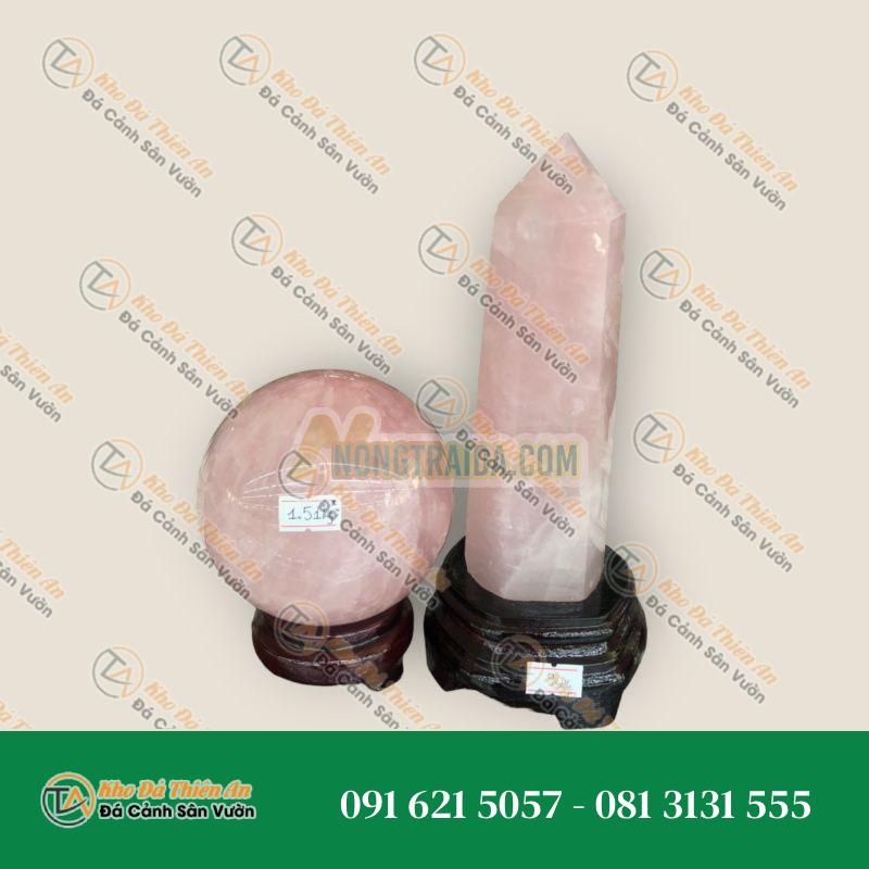 Bộ combo phong thủy trấn trạch đá thạch anh hồng