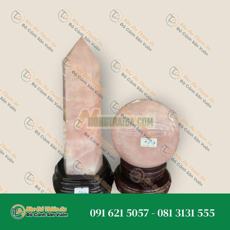 Bộ combo phong thủy trấn trạch đá thạch anh hồng