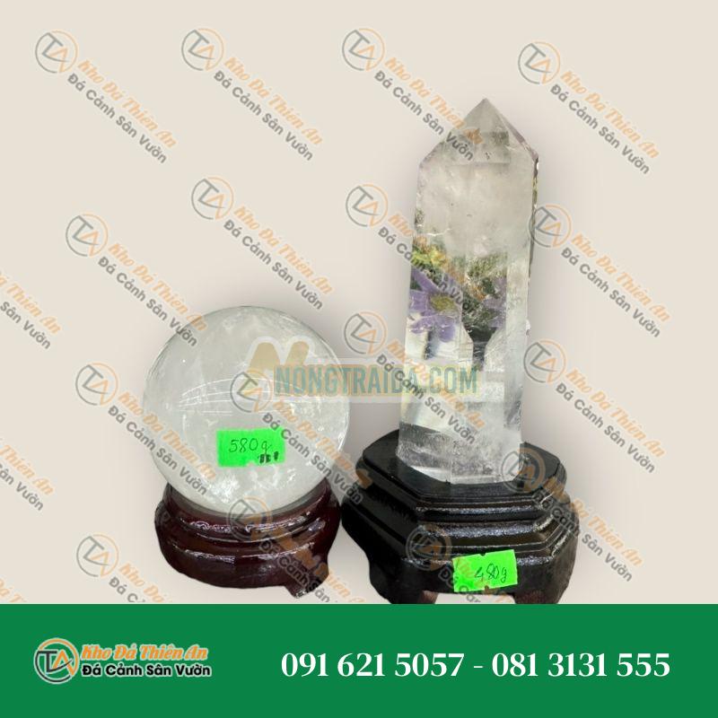 Bộ combo phong thủy trấn trạch đá thạch anh trắng