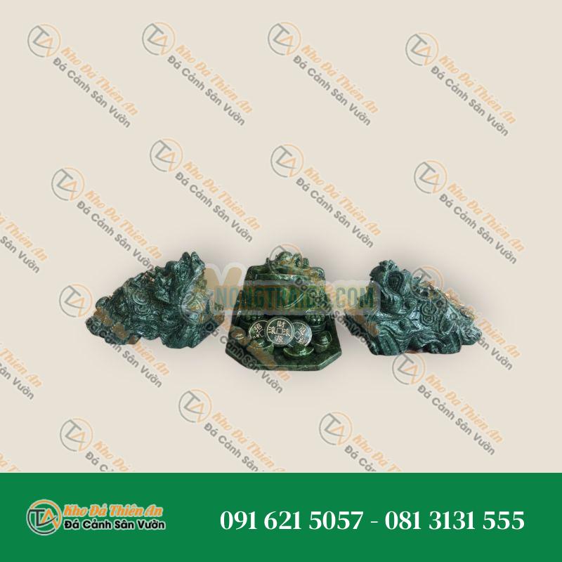 Bộ combo Tỳ Hưu và Tượng Cóc Ba Chân, Cóc Ngậm Tiền, Thiềm Thừ phong thủy chiêu nạp tài lộc đá ngọc Ấn Độ – Dài 20cm