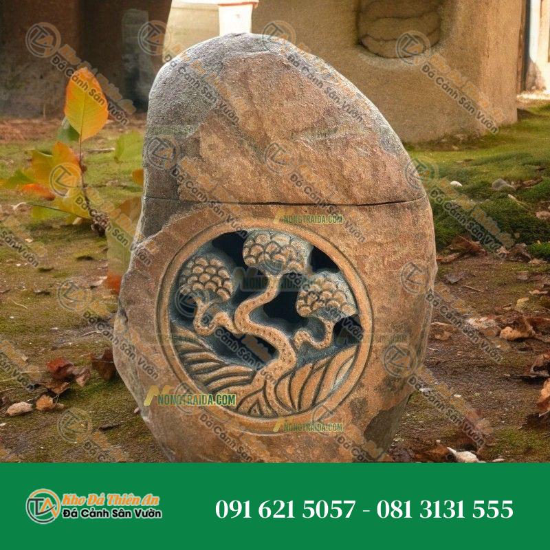 Bộ đèn đá sân vườn tứ quý đá cuội