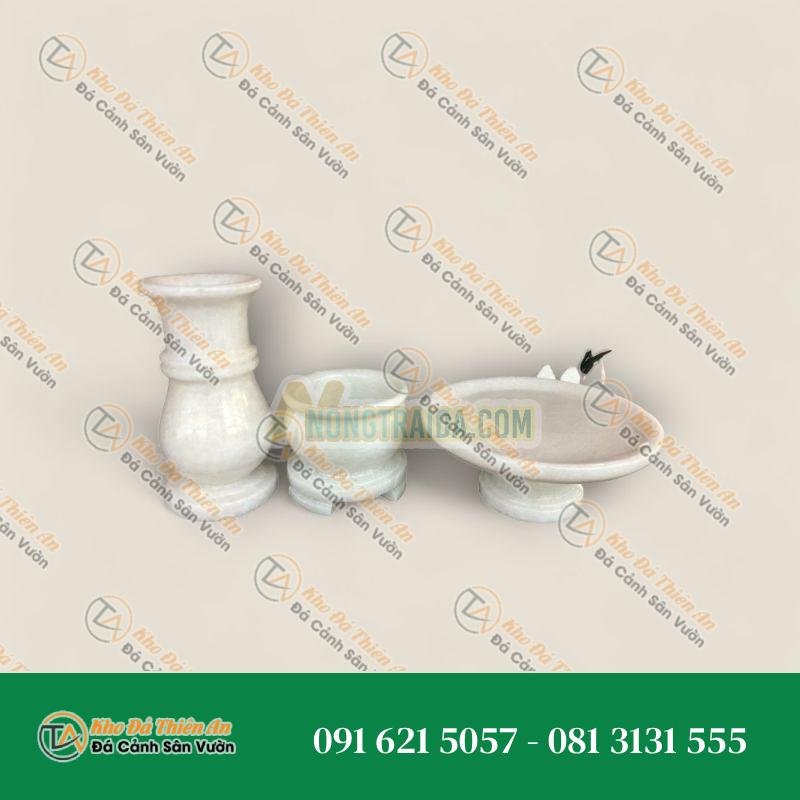Bộ đồ thờ cúng đá cẩm thạch trắng