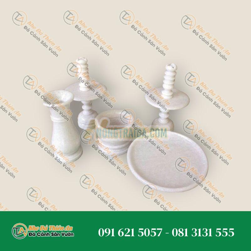 Bộ đồ thờ cúng đá cẩm thạch trắng