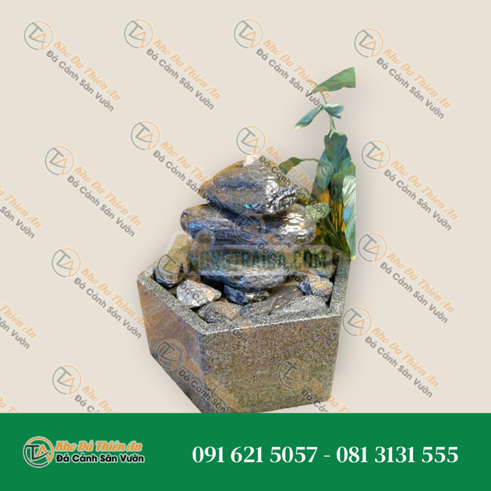 Bộ phun nước trong nhà Cairn bằng Khối đá tảng xám đen trong bể granit lục giác