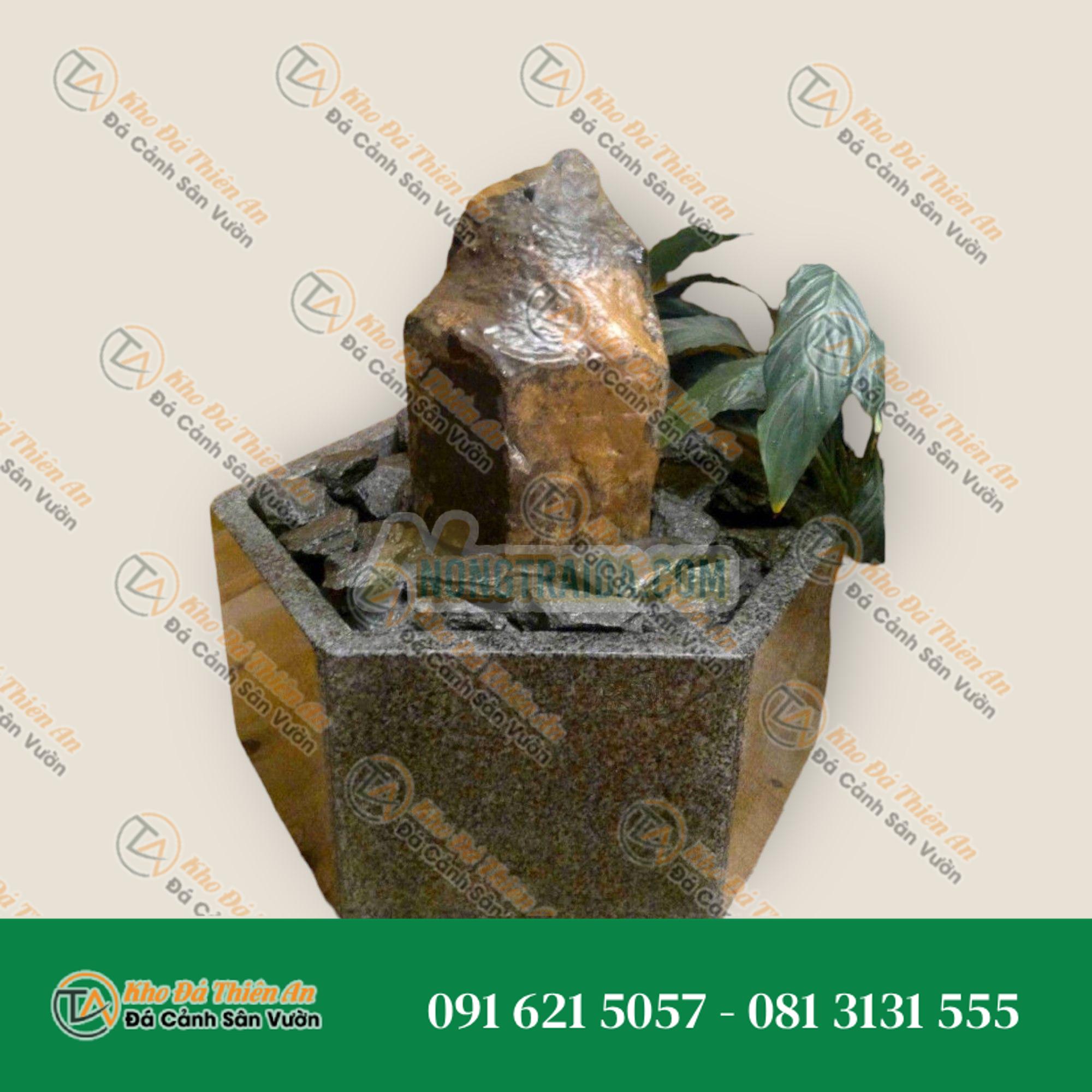 Bộ phun nước trong nhà Đá bazan trong bể granit lục giác