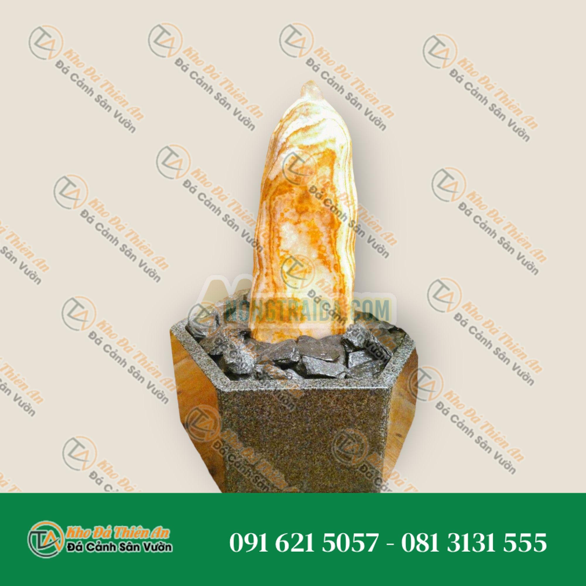 Bộ phun nước trong nhà Đá mã não mài trong bể granit lục giác
