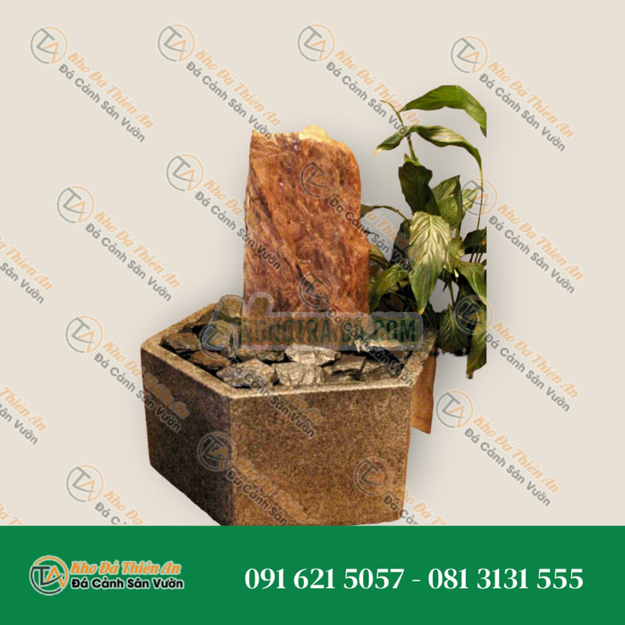 Bộ phun nước trong nhà Đá phiến đỏ trong bể granit lục giác