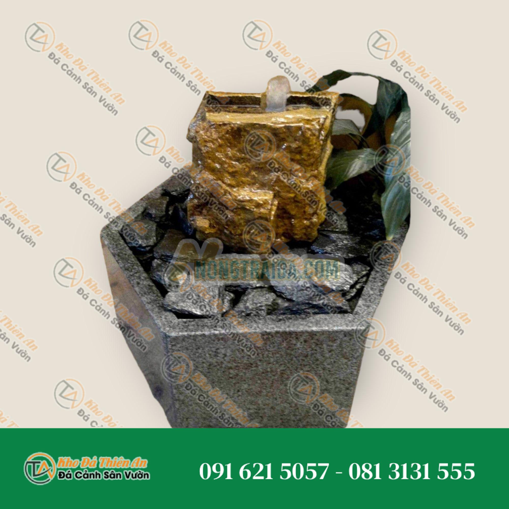 Bộ phun nước trong nhà Đá sa thạch be trong bể granit lục giác