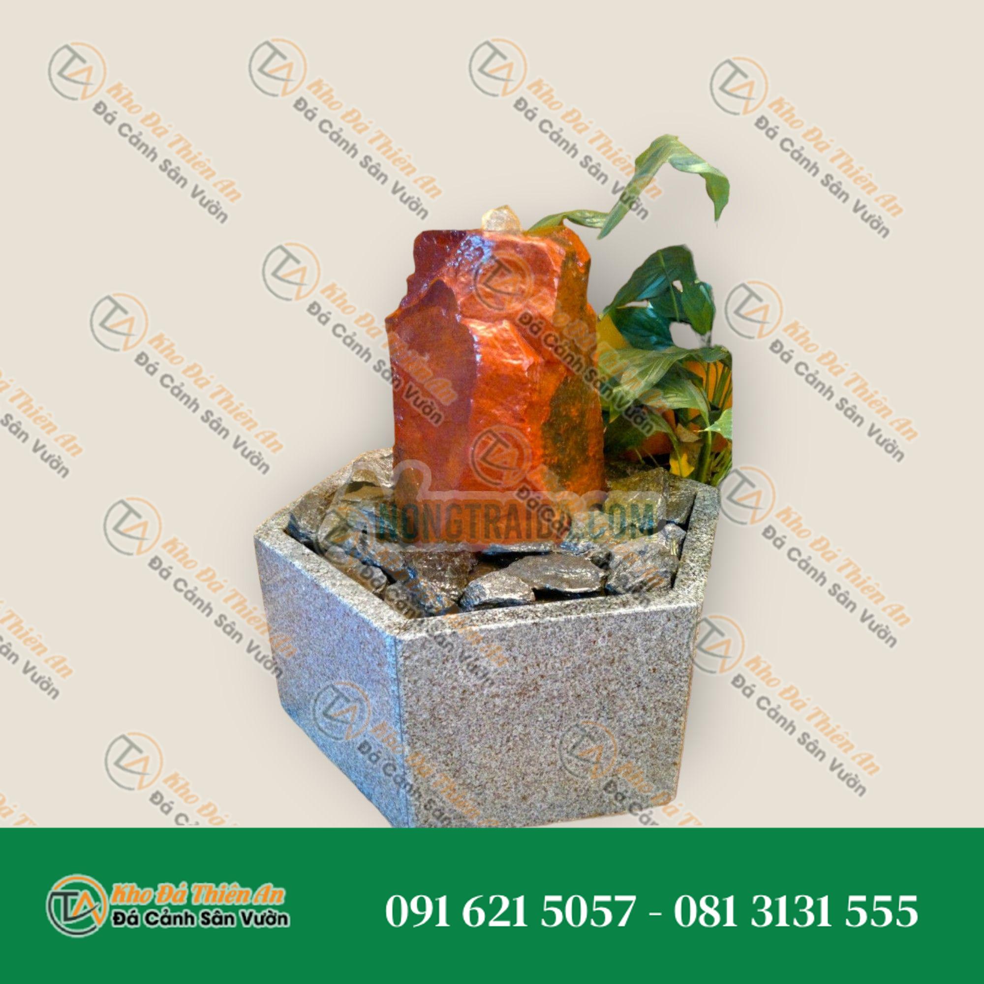 Bộ phun nước trong nhà Đá sa thạch đỏ trong bể granit lục giác