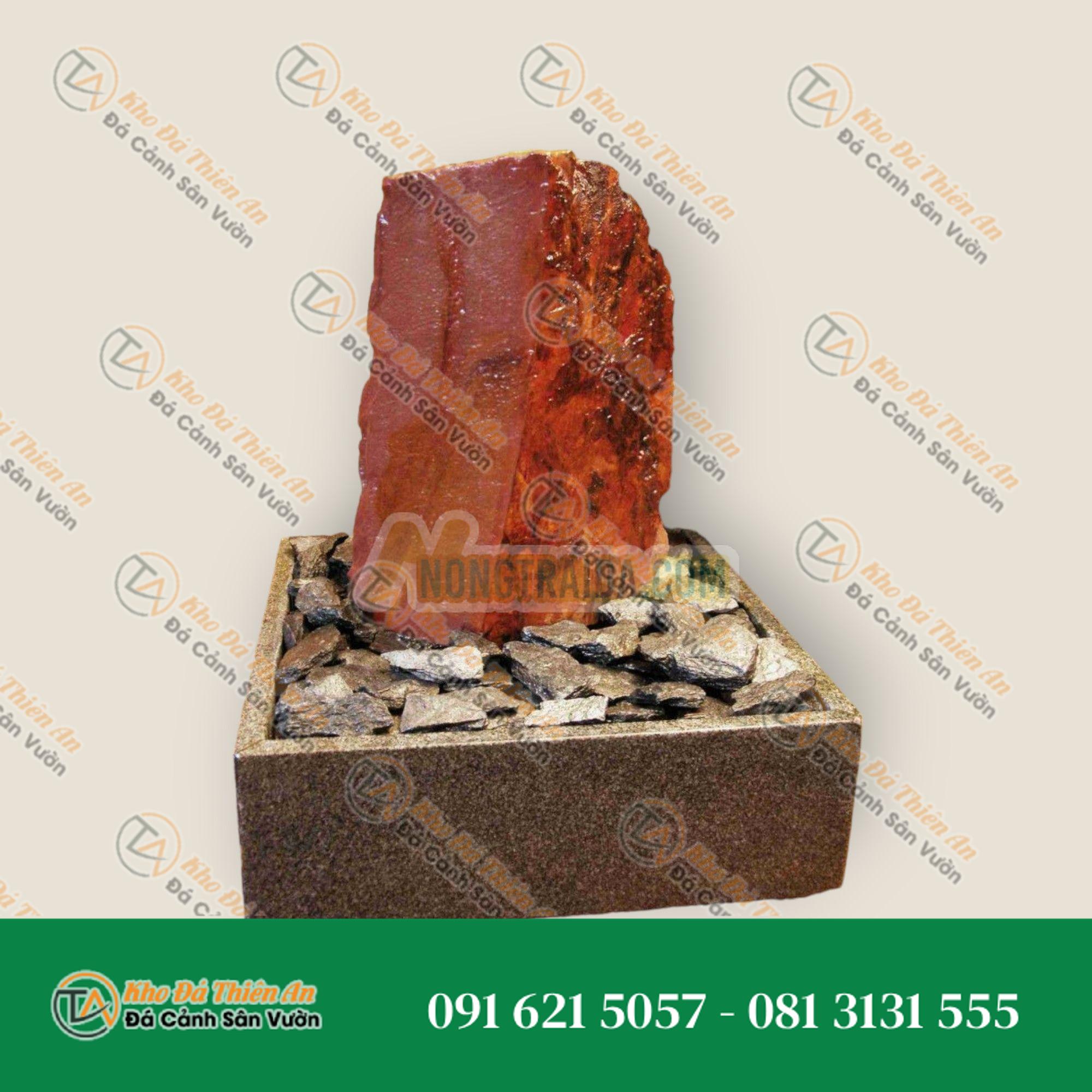 Bộ phun nước trong nhà Đá sa thạch đỏ trong bể granit vuông
