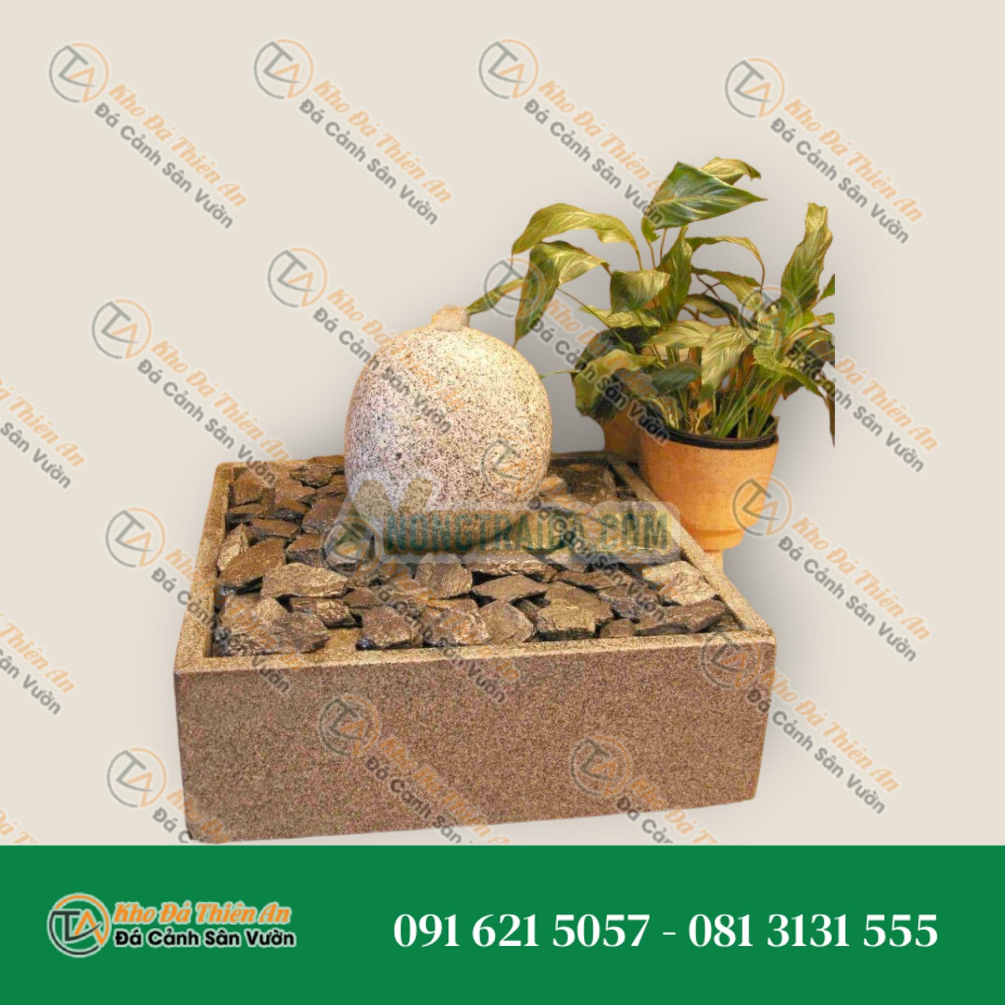 Bộ phun nước trong nhà Khối đá tảng granit xám trong bể granit vuông