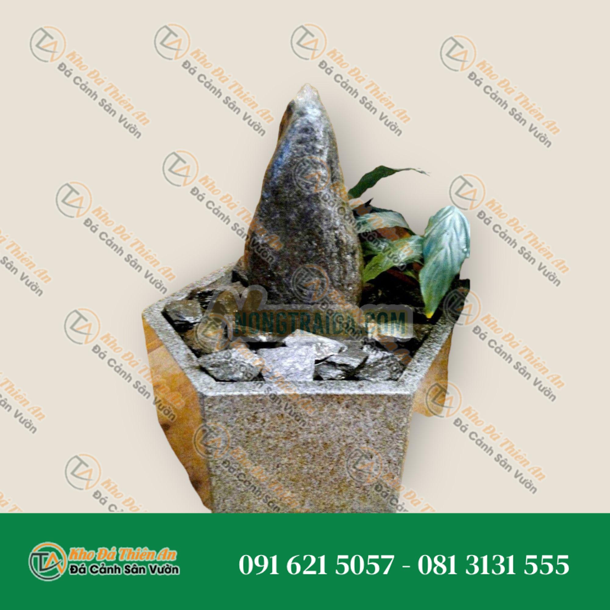 Bộ phun nước trong nhà Khối đá tảng xám đen 25cm trong bể granit lục giác