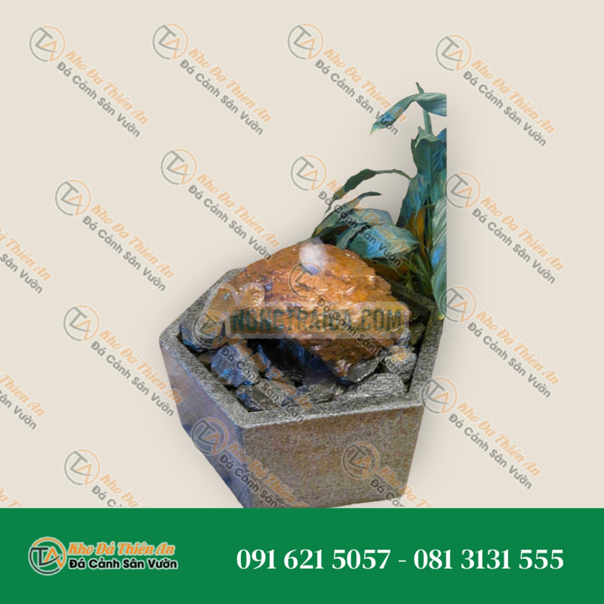 Bộ phun nước trong nhà Nham thạch 10cm trong bể granit lục giác