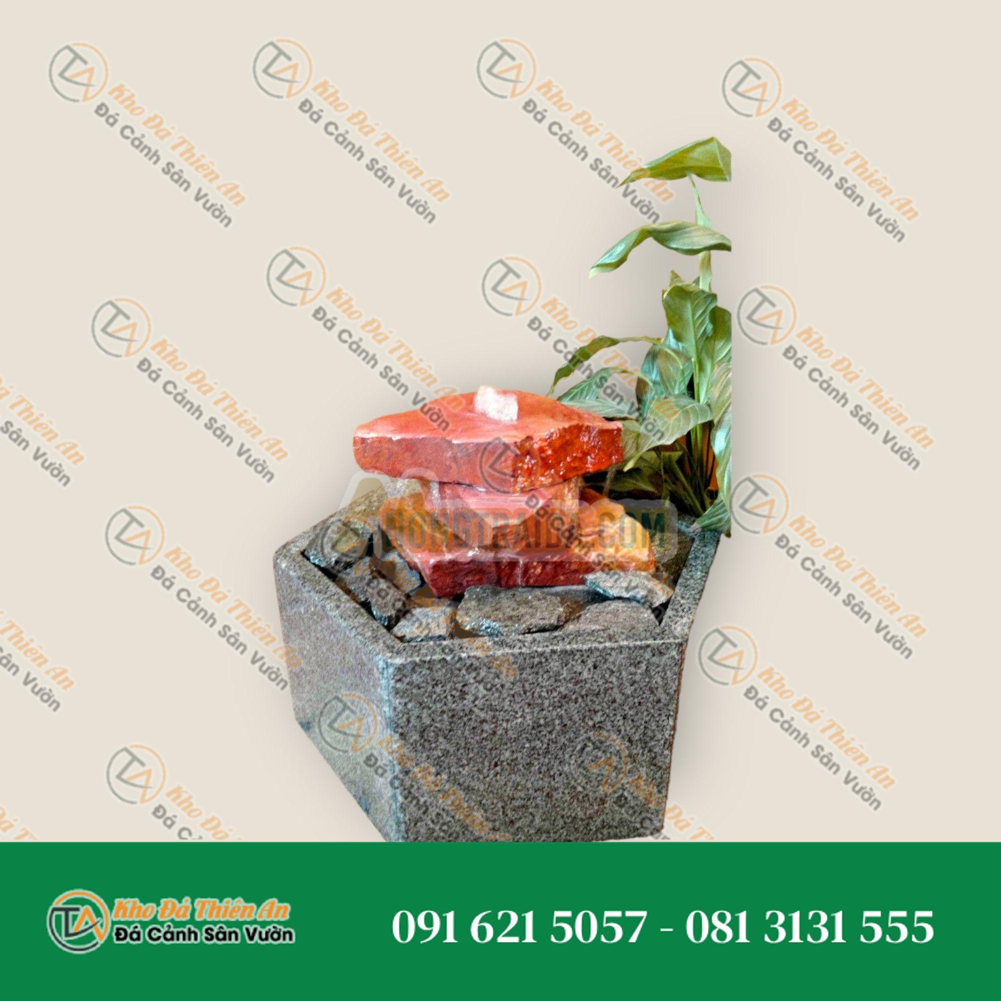 Bộ phun nước trong nhà Thác đá sa thạch đỏ trong bể granit lục giác