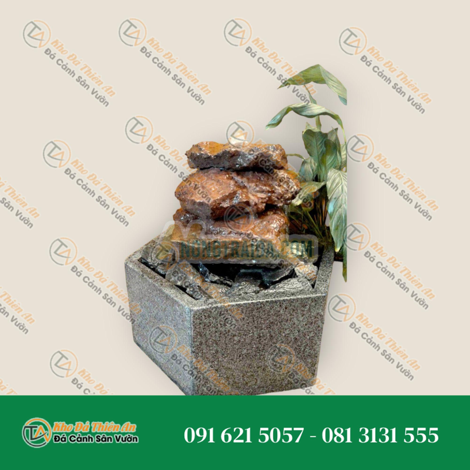 Bộ phun nước trong nhà Thác Nham thạch trong bể granit lục giác