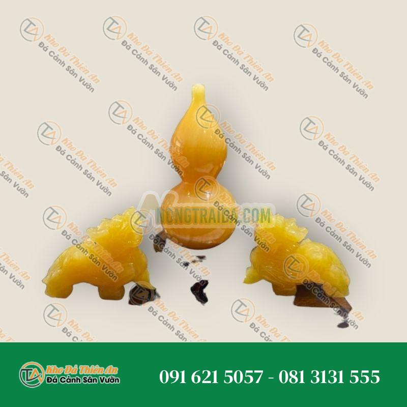 Bộ sản phẩm combo Tỳ Hưu và Bầu Hồ lô phong thủy cầu tài lộc đá ngọc hoàng long