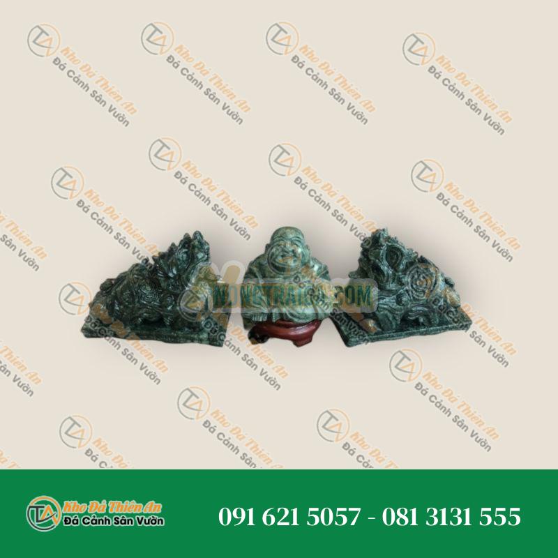 Bộ sản phẩm combo Tỳ Hưu và Tượng Di Lặc phong thủy chiêu nạp tài lộc đá ngọc Ấn Độ hợp mệnh Hỏa – Mộc