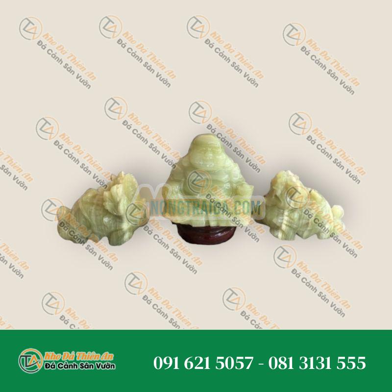 Bộ sản phẩm combo Tỳ Hưu và Tượng Di Lặc phong thủy chiêu nạp tài lộc đá ngọc Onyx hợp mệnh Mộc – Hỏa