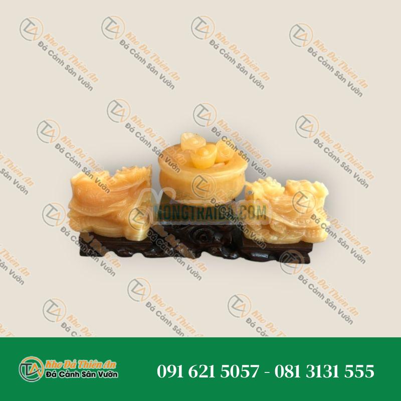Bộ sản phẩm Long Quy và Bát Tụ Tài, Tụ Bảo đá ngọc hoàng long – Dài 28cm