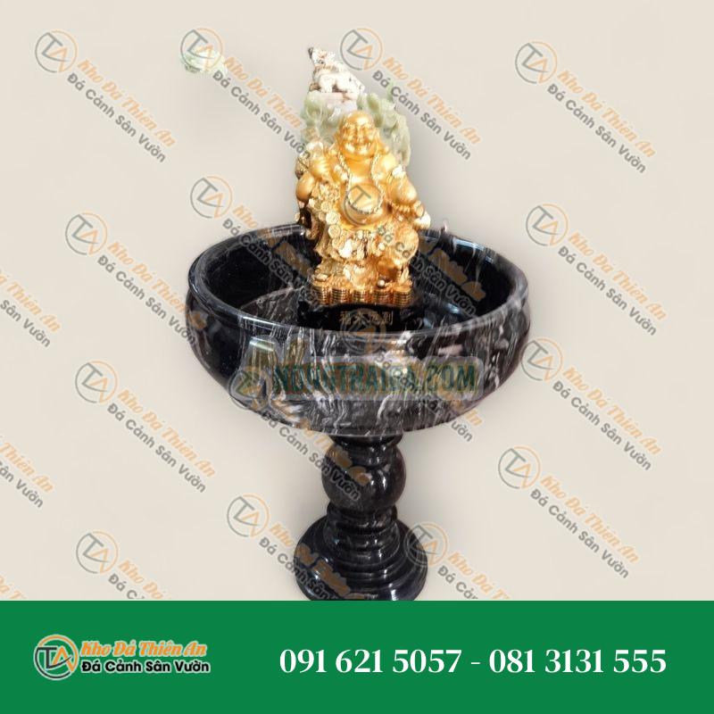 Bồn đá cẩm thạch màu đen, kích thước đường kính trung bình 60cm