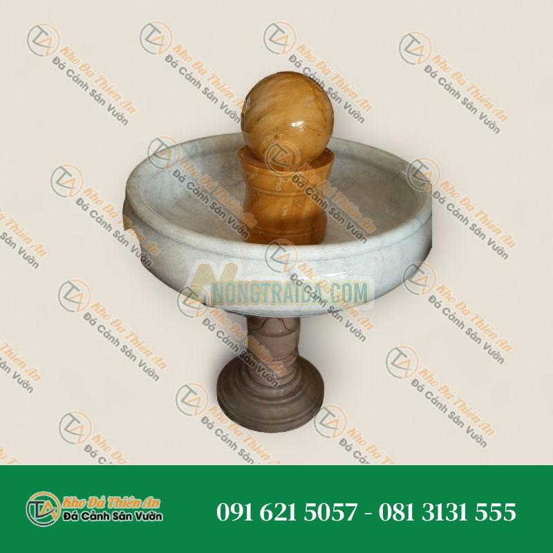 Bồn đá cẩm thạch màu trắng, kích thước đường kính trung bình 60cm