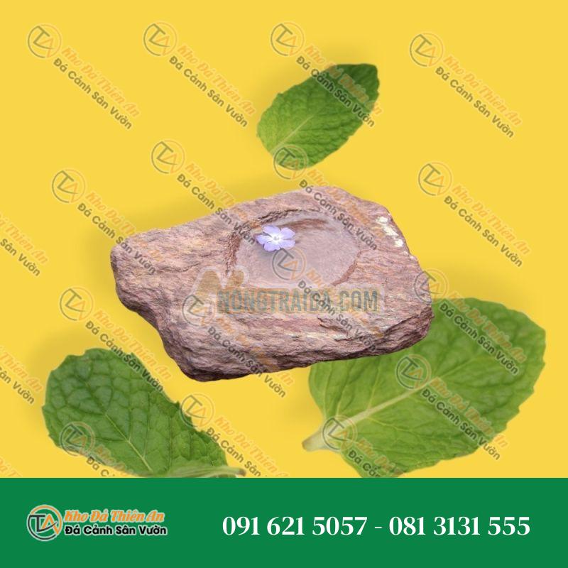 Bồn tắm chim bằng đá le nhấn màu đỏ và 30cm