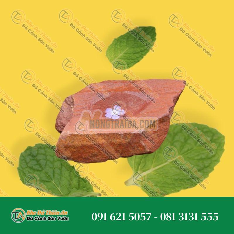 Bồn tắm chim bằng đá màu đỏ và 30cm