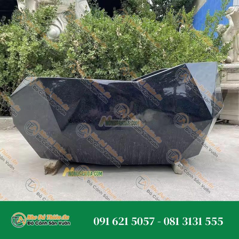 Bồn tắm đá hoa cương đen khắc kim cương