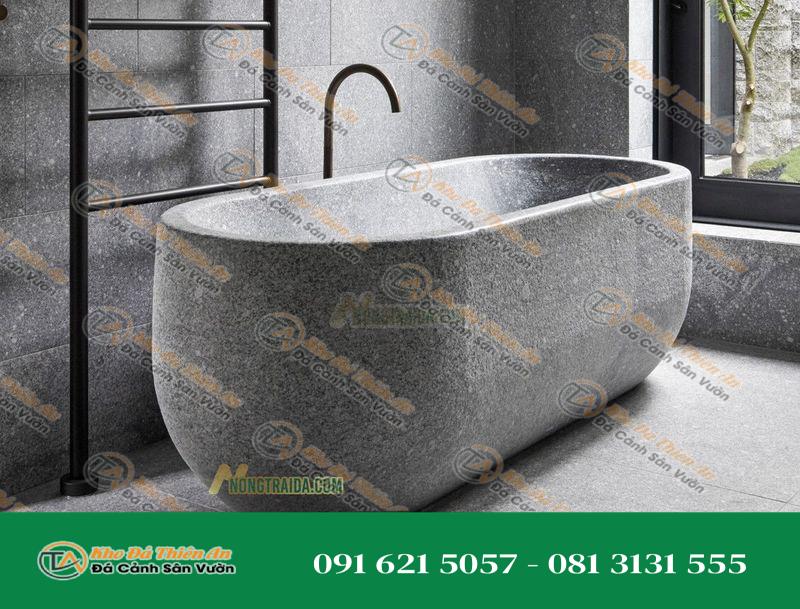 Bồn tắm đá hoa cương trắng muối tiêu hình chữ nhật