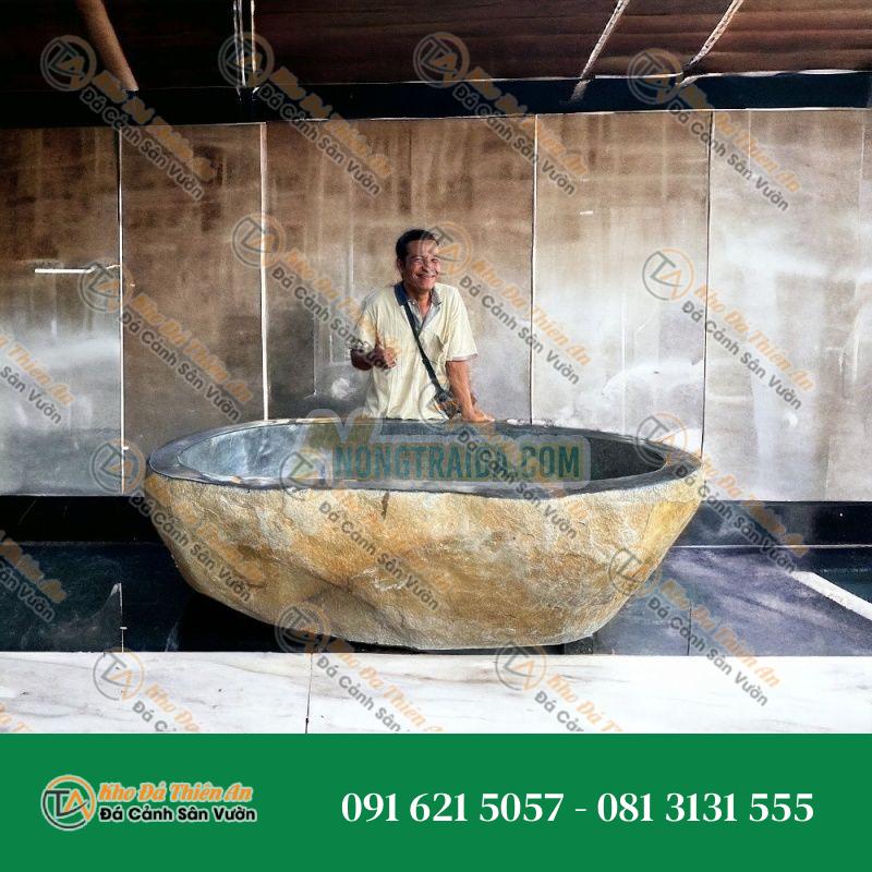 Bồn tắm đá cuội đen Hoà Bình dài 1.9m