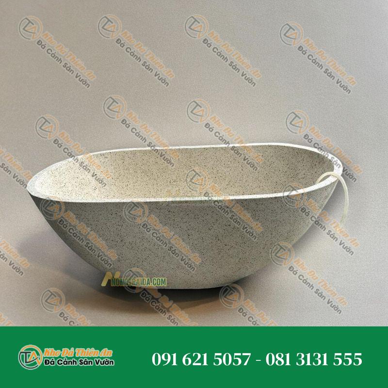 Bồn tắm đá mài terrazzo màu trắng kem