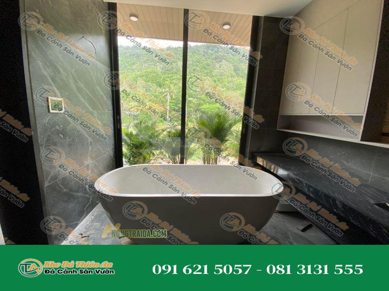 Bồn tắm đá mài terrazzo màu vàng kem