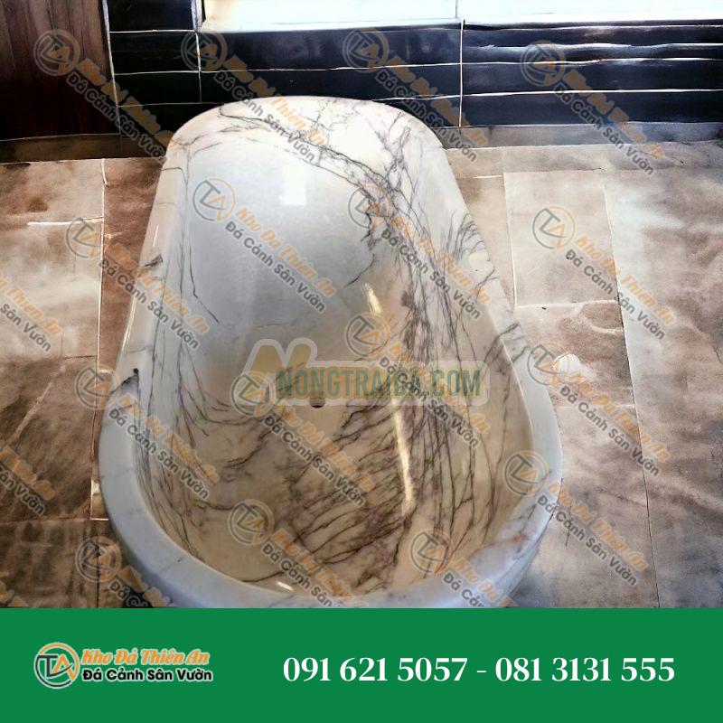 Bồn tắm đá marble Milas Lilac cổ điển với bề mặt sáng bóng cao và trang trí