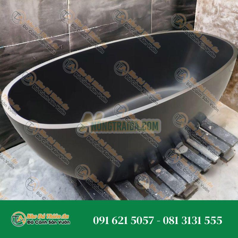 Bồn tắm đá nhân tạo màu đen, hình ovan