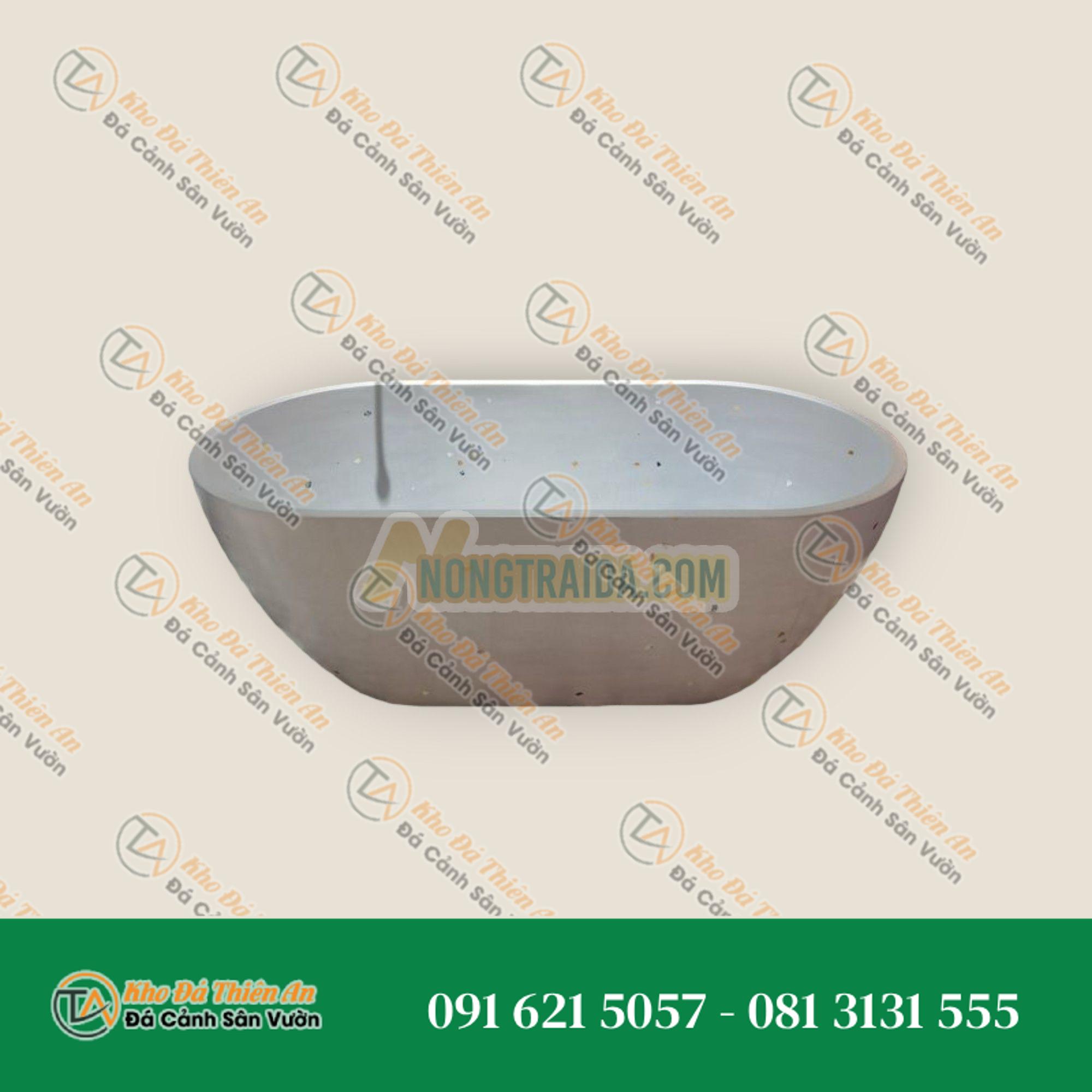 Bồn tắm đá mài terrazzo kem ovan