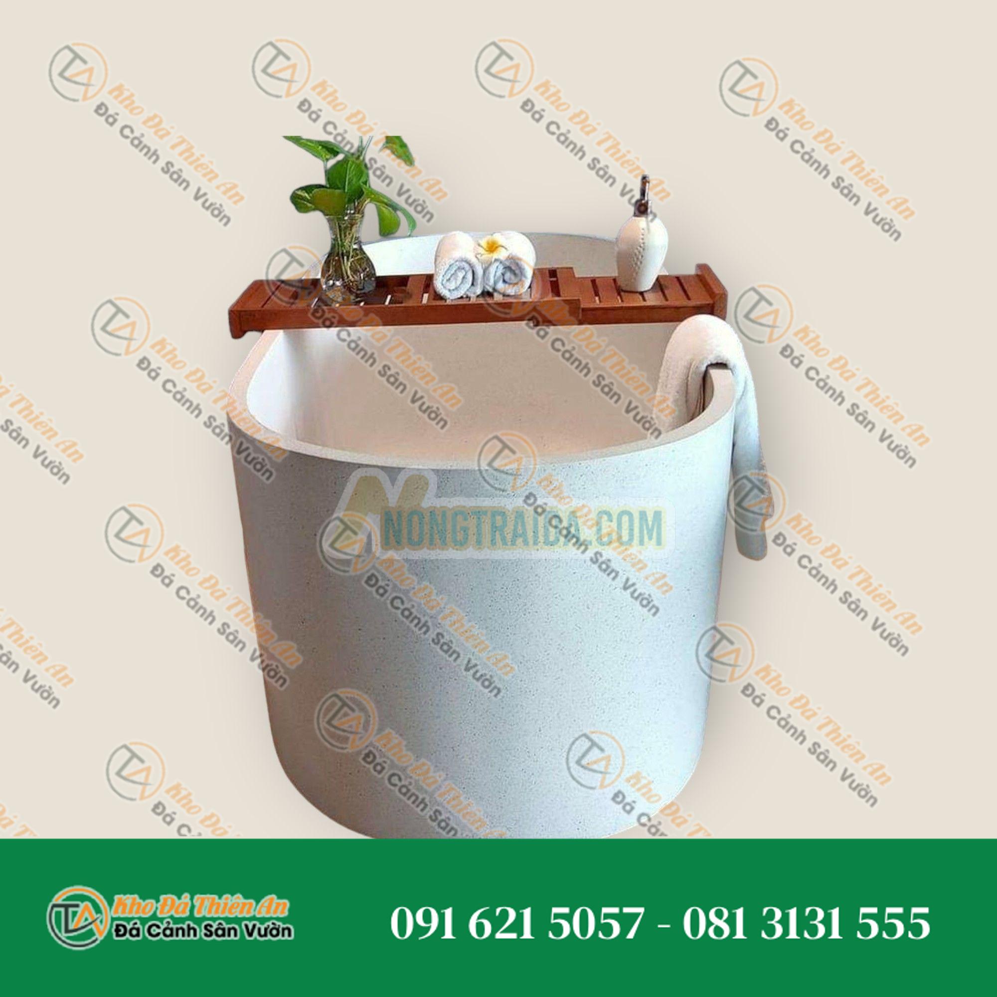 Bồn tắm đá mài terrazzo trắng