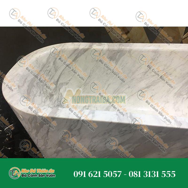Bồn tắm đá tự nhiên màu trắng sang trọng, hình ovan, dành cho phòng tắm
