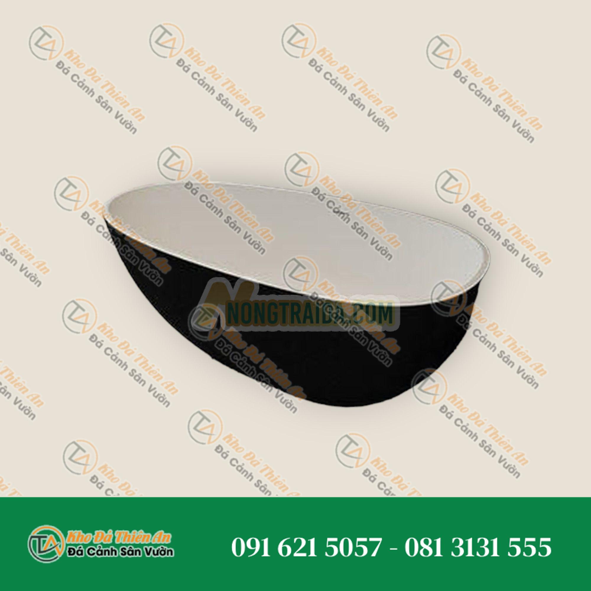 Bồn tắm đá tự nhiên sang trọng từ chất liệu đá nhân tạo, màu trắng matte, hình ovan phổ biến