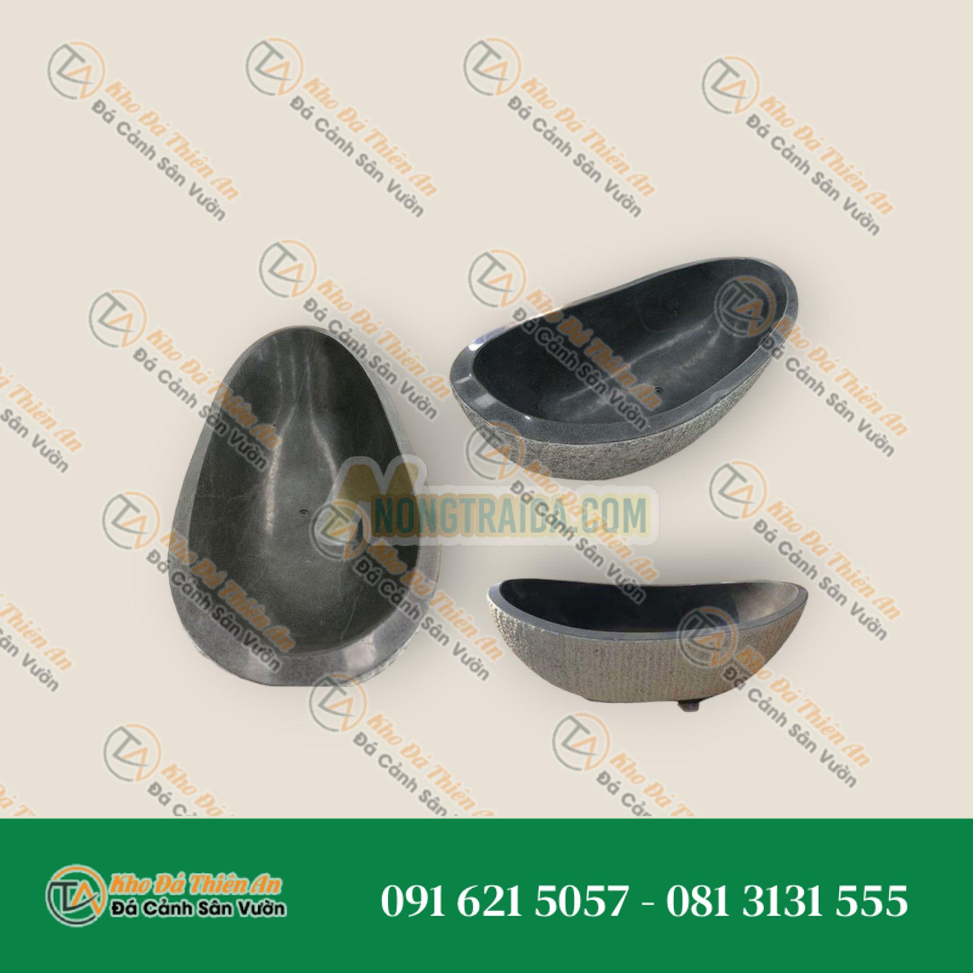 Bồn tắm đá tự nhiên với bề mặt chia độ, có thể tùy chỉnh cho villa