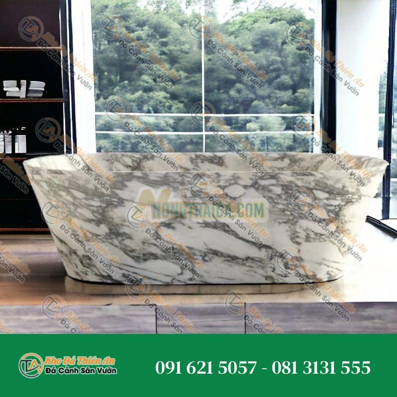 Bồn tắm đứng đá calacatta, chất liệu đá nhân tạo, được tạo hình thủ công