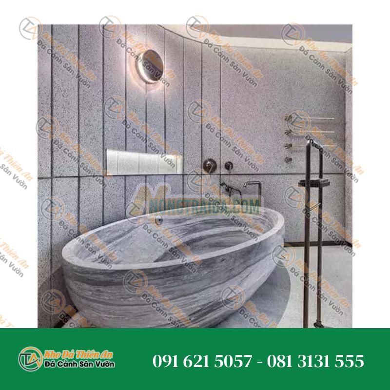 Bồn tắm đứng đá Marble màu trắng tròn được chạm khắc tay, đánh bóng chất lượng, kích thước tùy chỉnh cho phòng tắm sang trọng