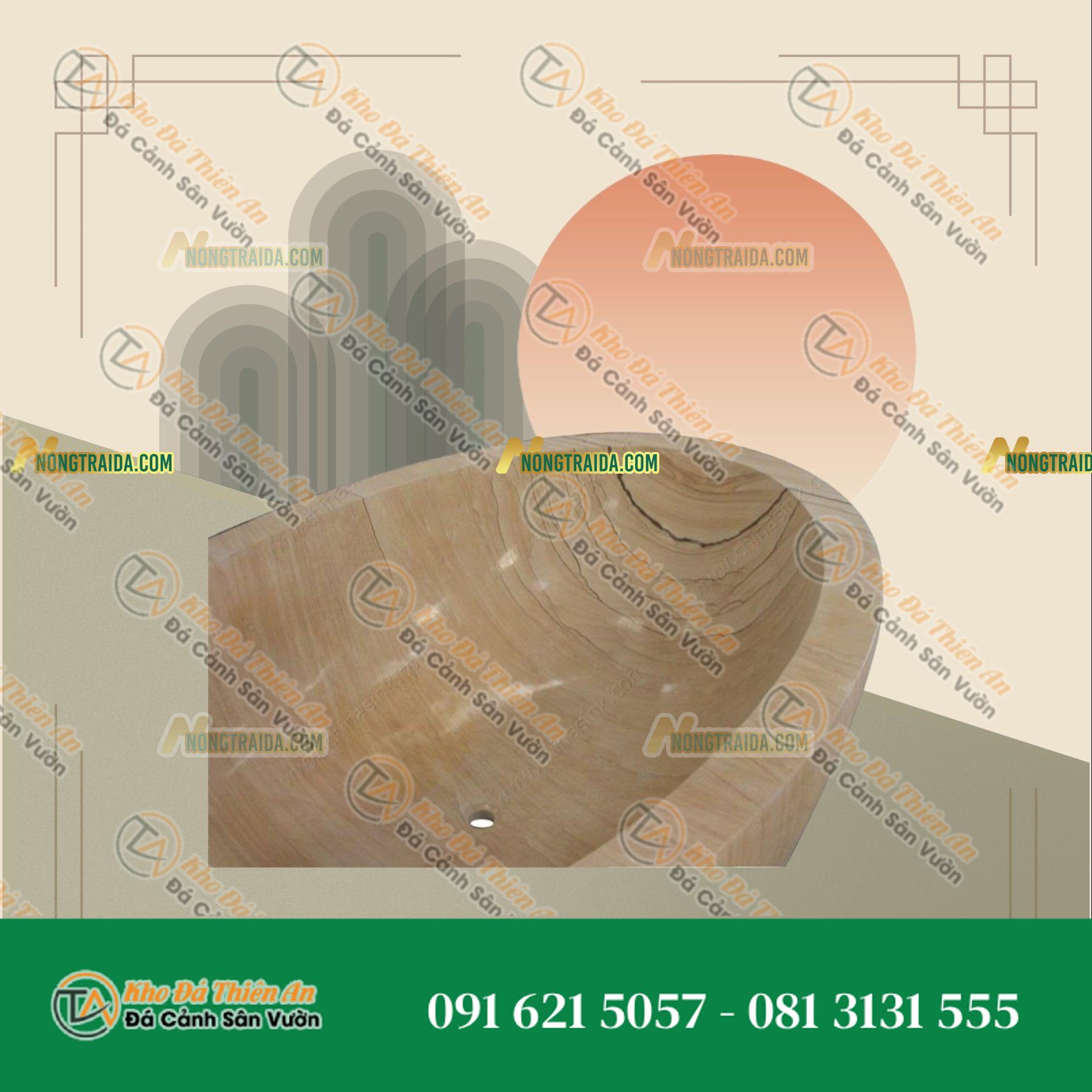 Bồn tắm đứng đá Sandstone tự nhiên, cho trải nghiệm ngâm nước độc đáo