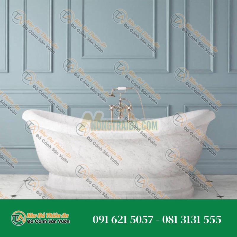 Bồn tắm đứng tự do chất lượng cao từ đá tự nhiên màu trắng đang được bán