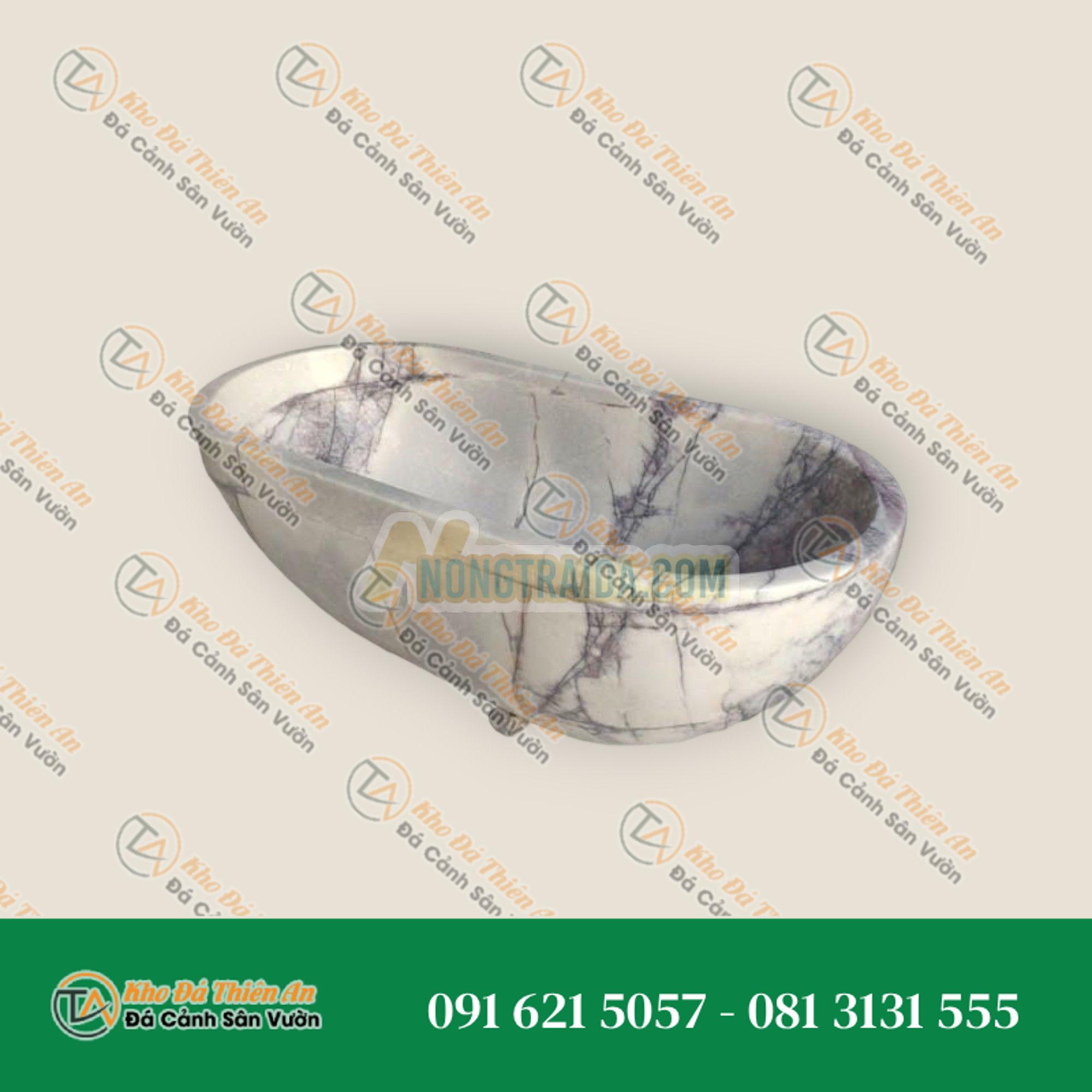 Bồn tắm đứng tự do hình oval màu tím nhạt từ đá Marble tự nhiên