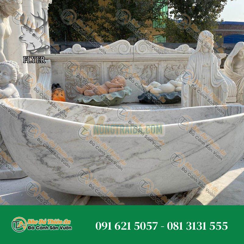 Bồn tắm đứng tự do thiết kế hiện đại cho nhà, từ đá marble màu trắng