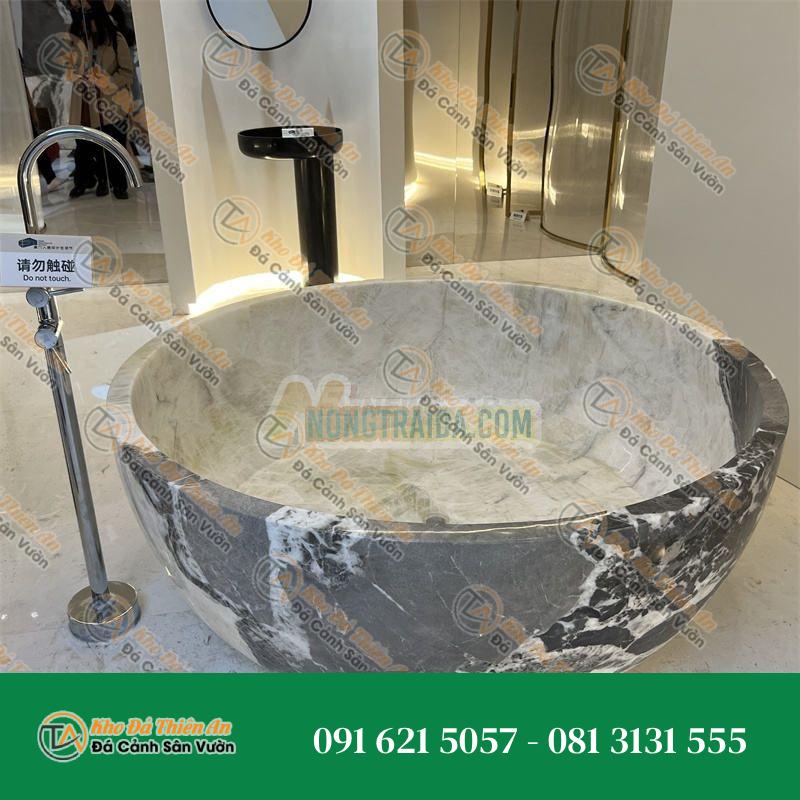 Bồn tắm đứng tự do tròn kiểu thiết kế mới từ đá Marble