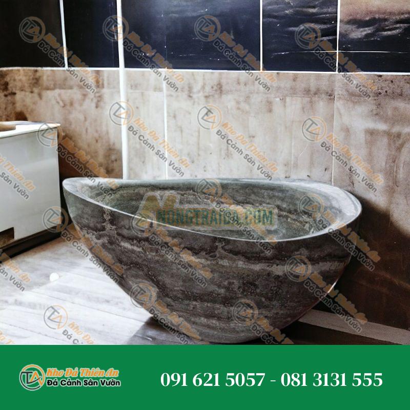 Bồn tắm đứng ovan đá nhân tạo màu xám vân mây