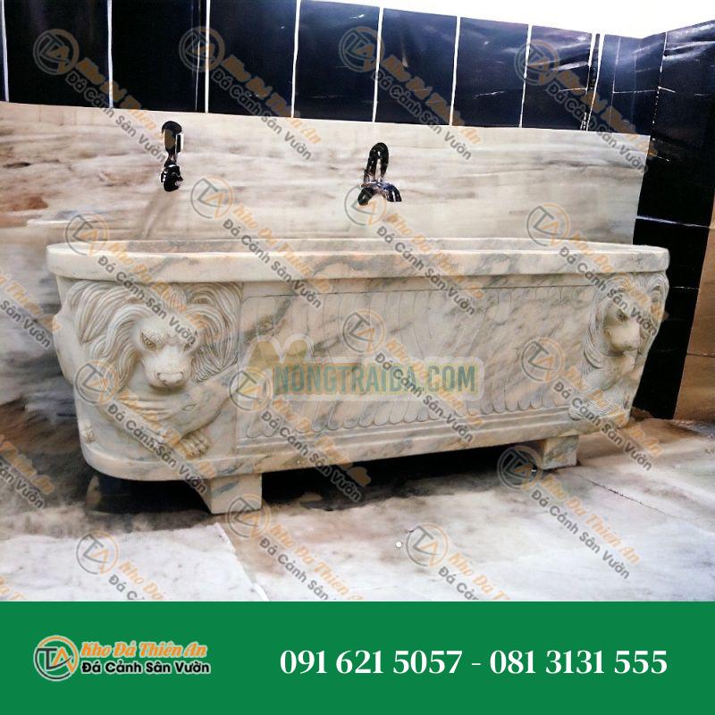 Bồn tắm đứng tự do từ đá tự nhiên, phục vụ cho phòng tắm trong nhà, nhà nghỉ, khách sạn, với thiết kế trang trí sang trọng