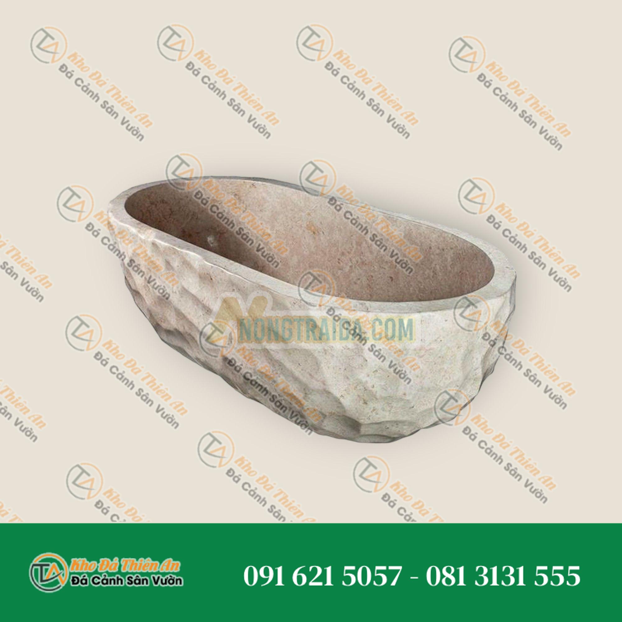 Bồn tắm hình ovan đứng tự do được bán buôn, chất lượng cao, làm thủ công từ đá tự nhiên màu trắng