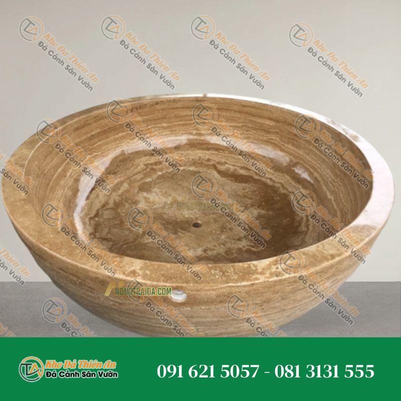 Bồn tắm ngồi đá cẩm thạch vàng vân gỗ